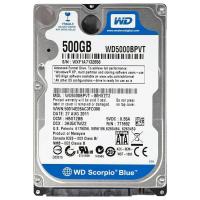 Жорсткий диск для ноутбука 2.5" 500GB WD (#WD5000BPVT#)