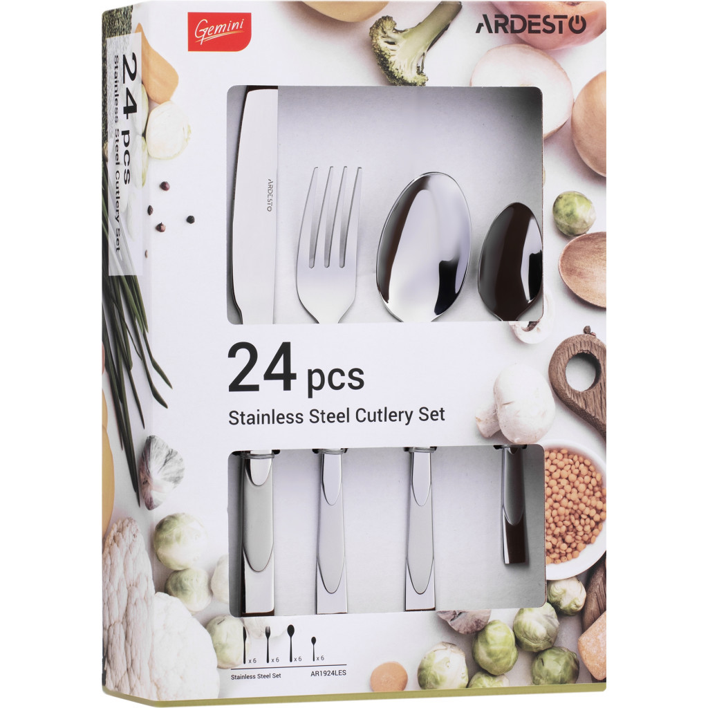 Набір столових приборів Ardesto Gemini Leo 24 предмета (AR1924LES)