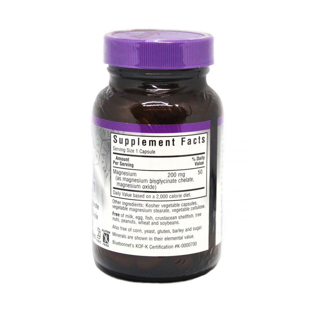 Мінерали Bluebonnet Nutrition Хелатний Буферний Магній 200мг, Albion, 60 гелевих капсул (BLB-00672)