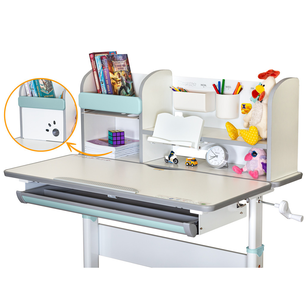 Парта Mealux Edmonton Multicolor BL з полицею (BD-610 W/МС + BL с полкой)