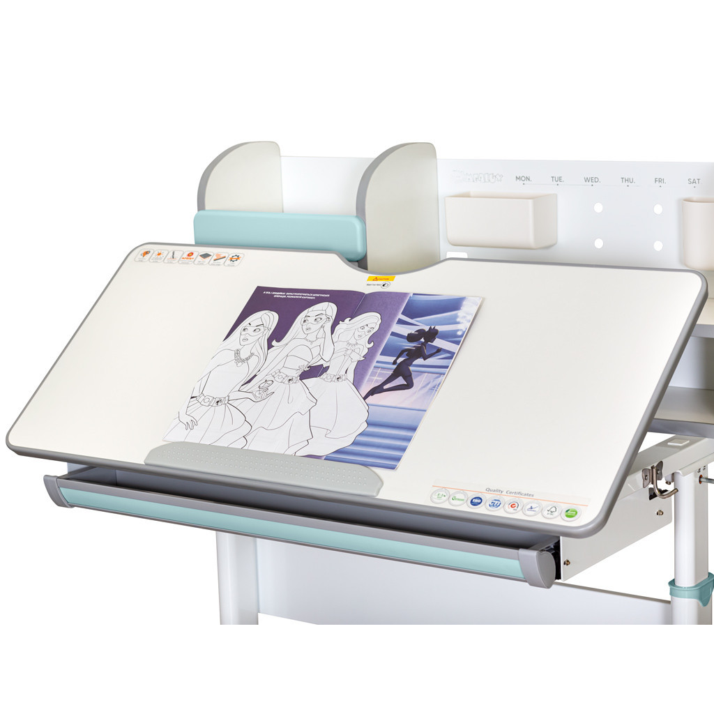 Парта Mealux Edmonton Multicolor BL з полицею (BD-610 W/МС + BL с полкой)