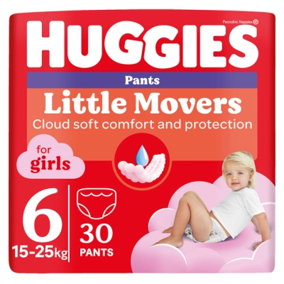 Підгузки Huggies Little Movers/Pants 6 (15-25 кг) Jumbo для дівчаток 30 шт (5029053564296)