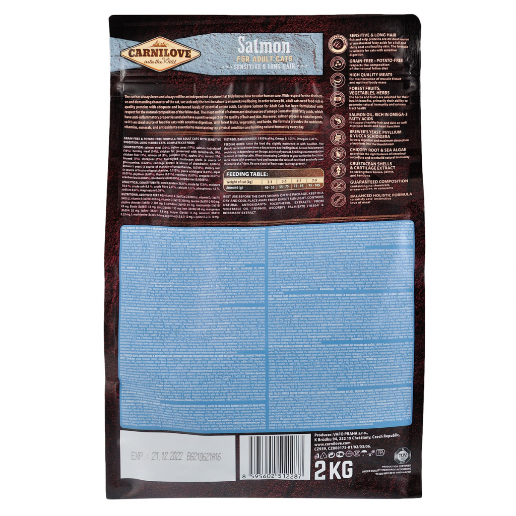 Сухий корм для кішок Carnilove Cat Sensitive and Long Hair 2 кг (8595602512287)