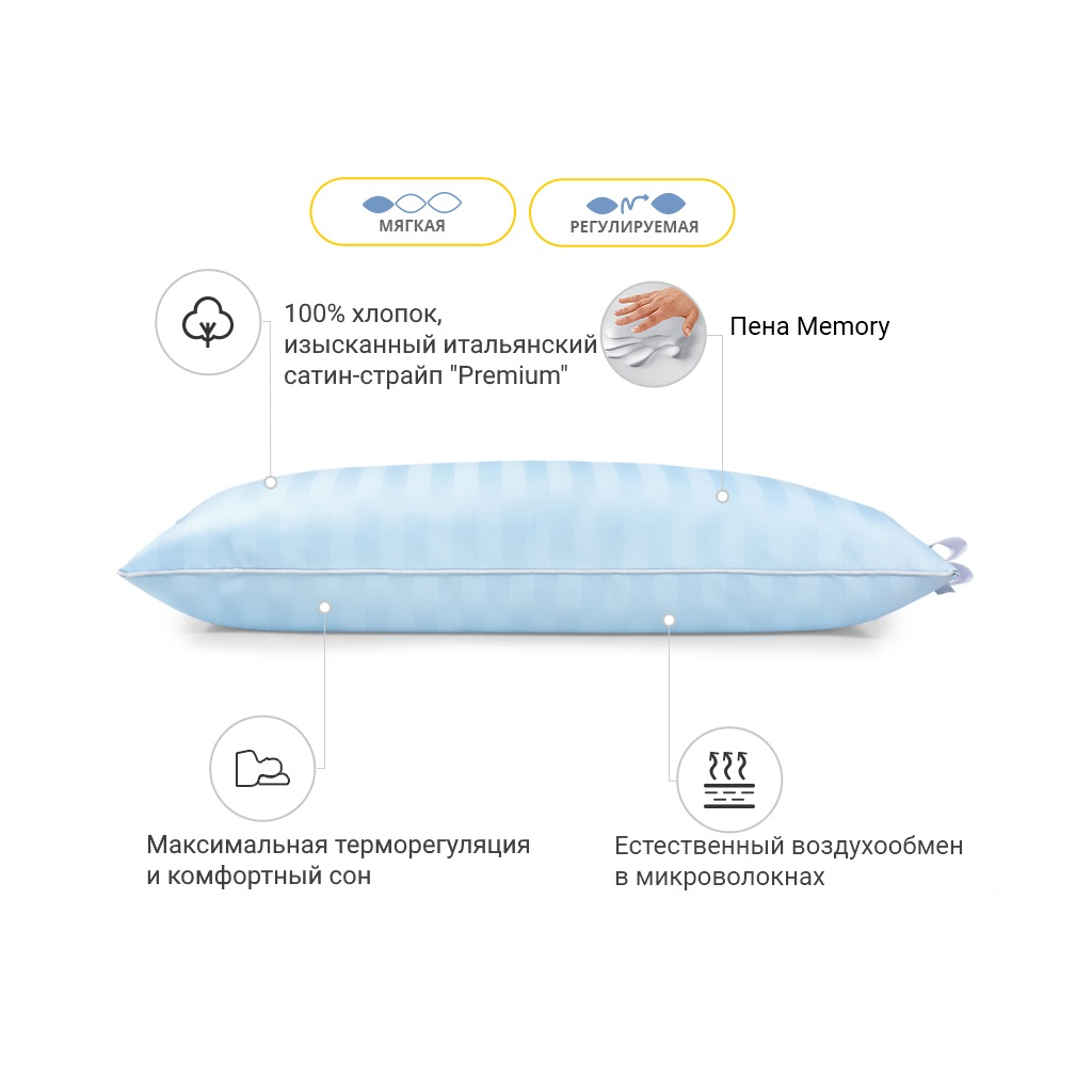 Подушка MirSon 1477 Valentino Hand Made memory effekt М'яка 40х60 см (2200001539549) Подушка MirSon 1477 Valentino Hand Made memory effekt М'яка 40х60 см (2200001539549)