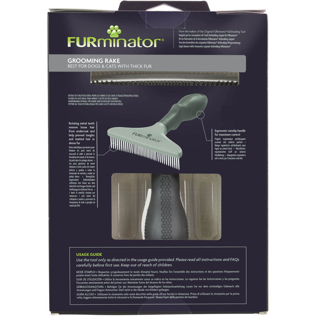 Гребінець для тварин FURminator NEW Граблі з обертовими зубцями (4048422141341)