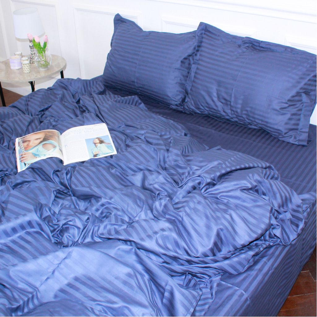 Постільна білизна MirSon SatinStripe 30-0020SmokyBlue 110х140 Дитячий (2200005246313)