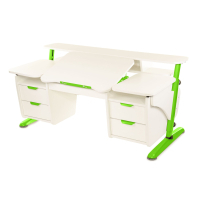 Desk Pondi Ergonomic transformer with 2 cabinets White-green (BL411ZL)