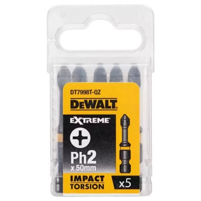 Набір біт DeWALT IMPACT TORSION, ударні, Philips, Ph2, L = 50 мм, 5 шт (DT7998T)