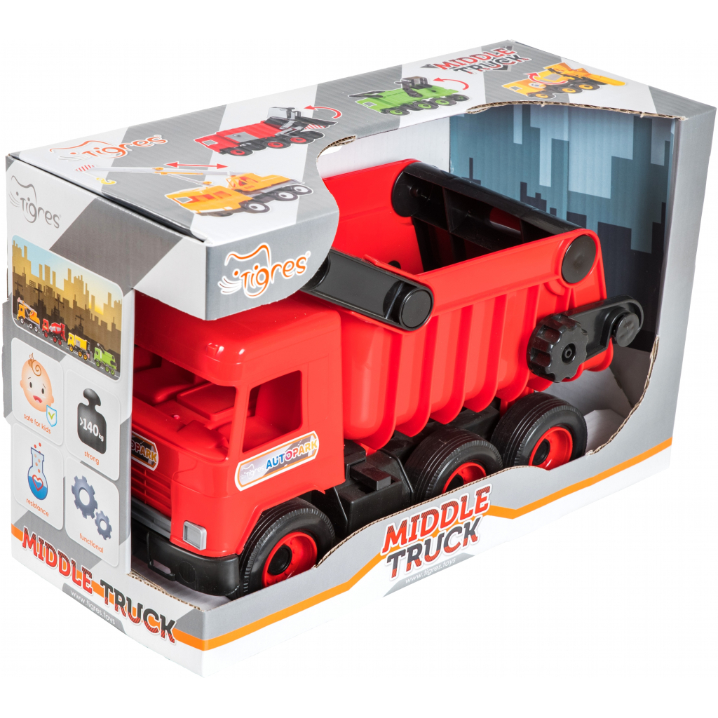 Спецтехніка Tigres Авто "Middle truck" самоскид (червоний) в коробці (39486)