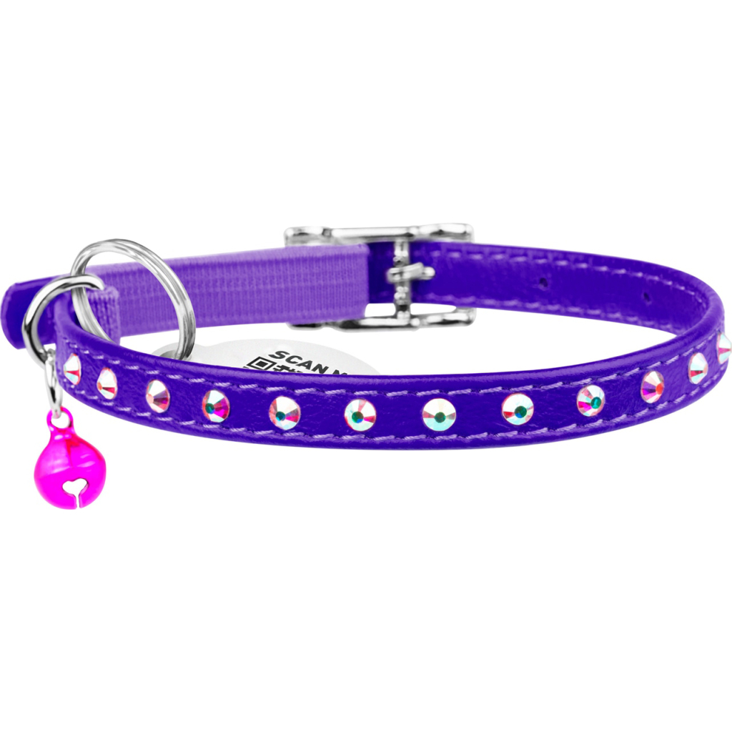Нашийник для тварин WAUDOG GLAMOUR з резинкою і стразами для кішок (фіолетовий) (32549) Нашийник для тварин WAUDOG GLAMOUR з резинкою і стразами для кішок (фіолетовий) (32549)