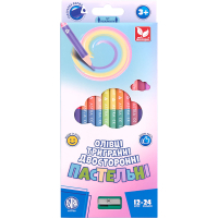 Colored pencils Schoolboy Pastel double-sided with a sharpener 12 pcs 24 colors (312120003-UA)