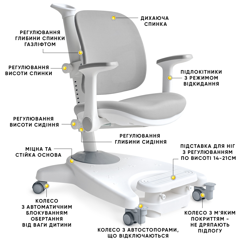 Дитяче крісло Mealux Supra Air Grey (Y-108 G)