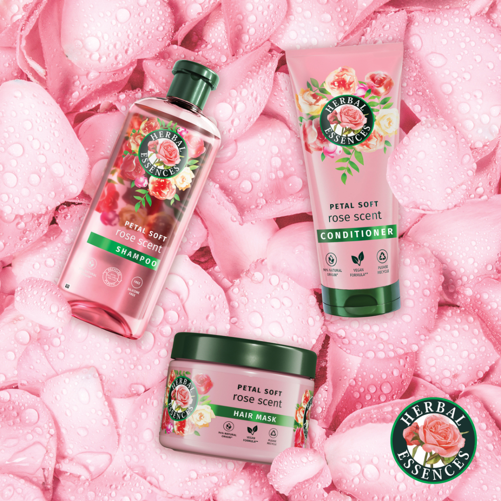 Набір косметики Herbal Essences Rose Petal Soft Шампунь 350 мл + Бальзам-ополіскувач 250 мл + Маска для волосся 300 мл (8700216614399)