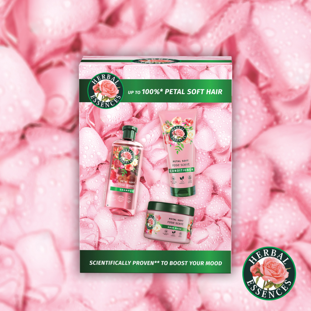 Набір косметики Herbal Essences Rose Petal Soft Шампунь 350 мл + Бальзам-ополіскувач 250 мл + Маска для волосся 300 мл (8700216614399)