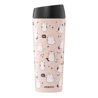 Thermal mug ARDESTO Coffee Time Animals Cats 450ml, stainless steel, brown (AR2645FC)