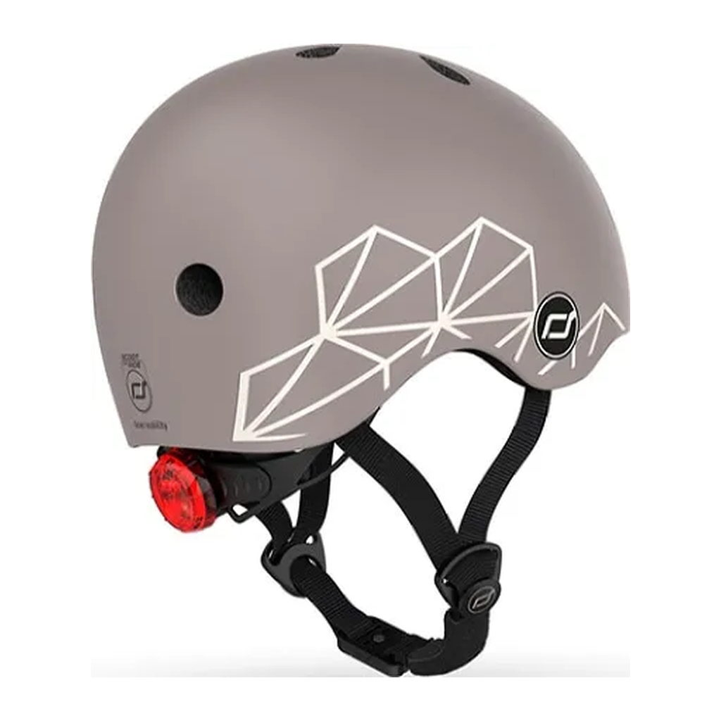 Шолом Scoot&Ride 45-51см , коричневий, з ліхтариком (SR-181206-BROWNLINES)