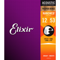 Струни для гітари Elixir 16052 Nanoweb Phosphor Bronze Acoustic Light (12-53) (240663)