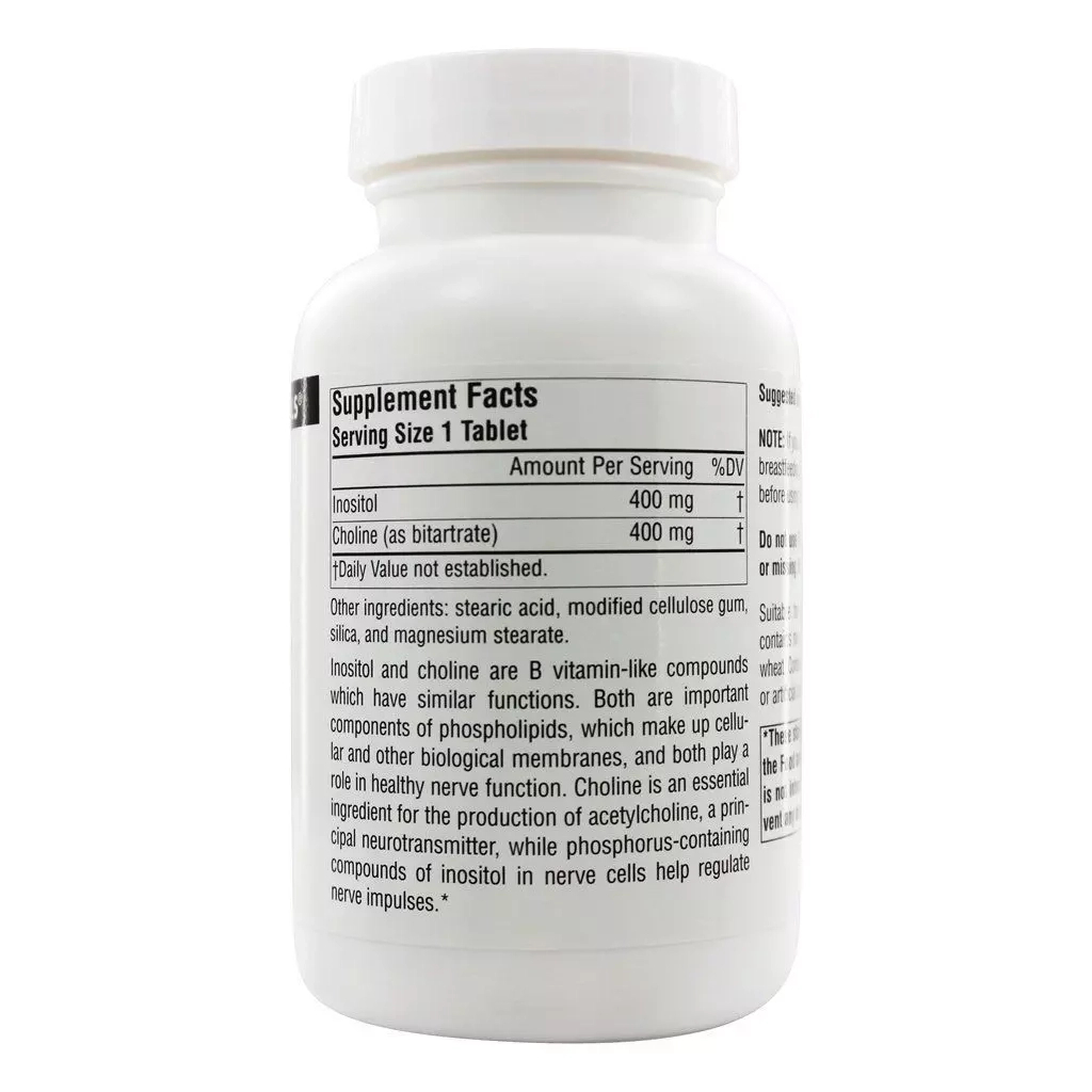Вітамінно-мінеральний комплекс Source Naturals Інозитол (В8) & Холін (В4), 800 мг, 100 таблеток (SNS-00492)