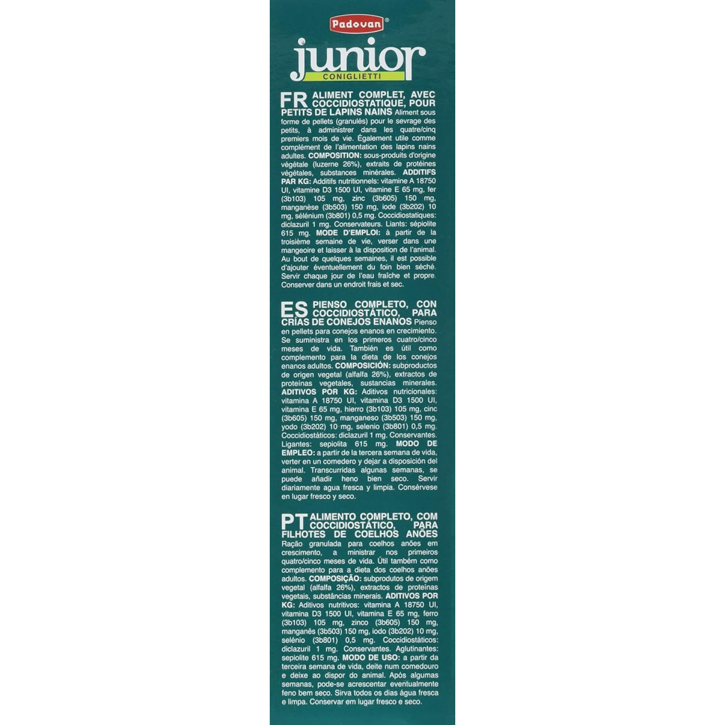 Корм для гризунів Padovan Junior coniglietti 850 г (8001254003863)