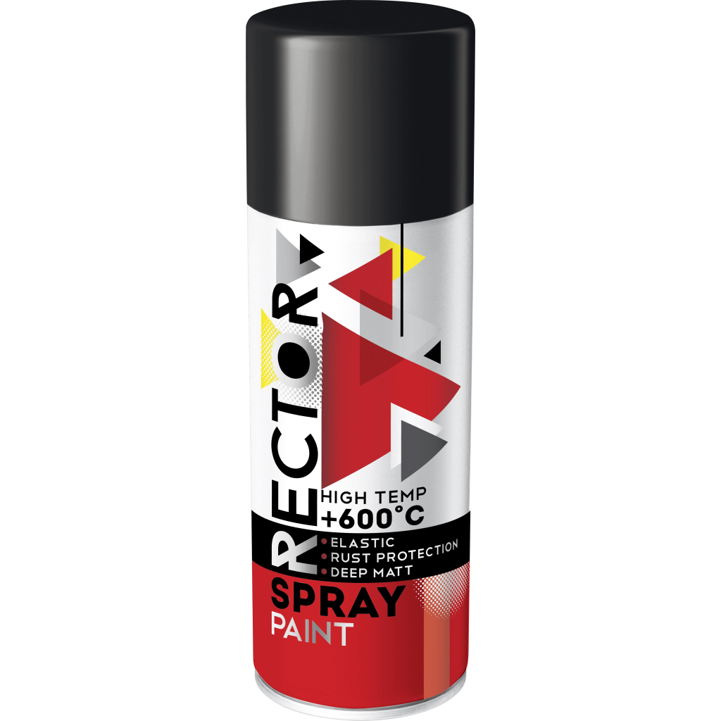 Аерозольна фарба для автомобіля RECTOR жаростійка чорна, в аер. упаковці 400 мл (000013237)