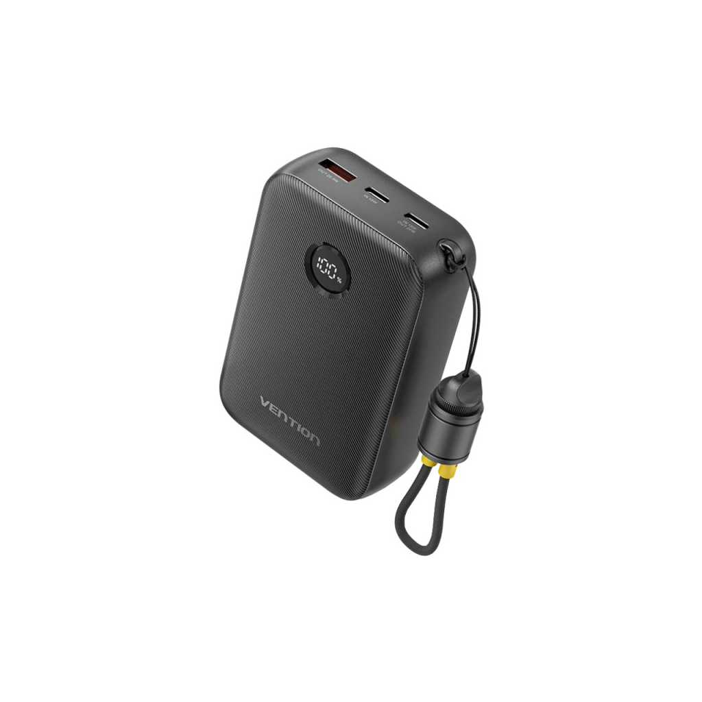 Батарея універсальна Vention 20000mAh 22,5W Fast Charging, with built-in USB-C cable, Black (FKBB0-C)