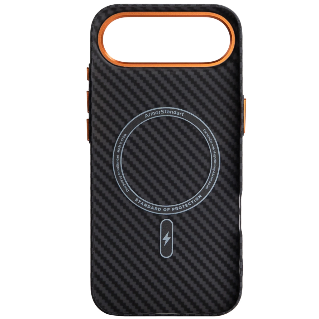 Чохол до мобільного телефона Armorstandart LikeCarbon2 SE MagCase Apple iPhone 17 Air Black Orange (ARM89155)