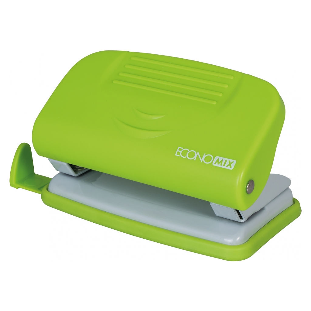 Діркопробивач Economix пластиковий з лінійкою, до 10 аркушів салатовий (E40133-13)