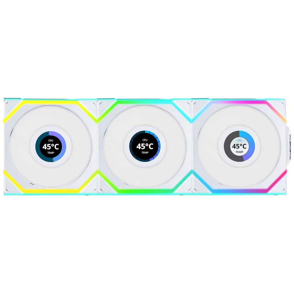 Кулер до корпусу Lian Li UNI Fan SL WIRELESS LCD 120-3, White (G99.12SLLCD1W3W.00)