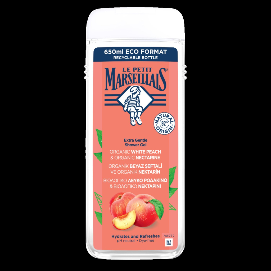 Гель для душу Le Petit Marseillais БІО Білий персик та нектарин 650 мл (3574661285955/3574661714738)