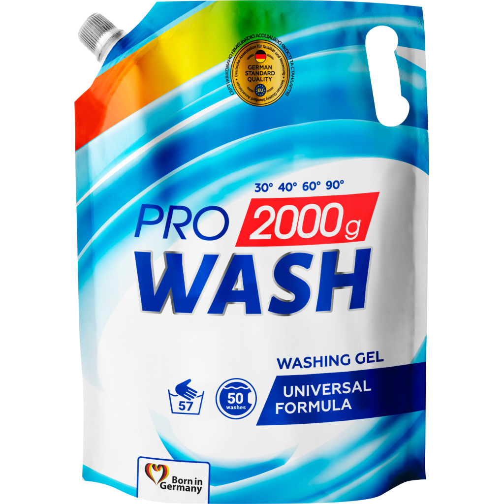 Гель для прання Pro Wash Універсальний Дой-пак 2 кг (4260637722096/4823128000938)
