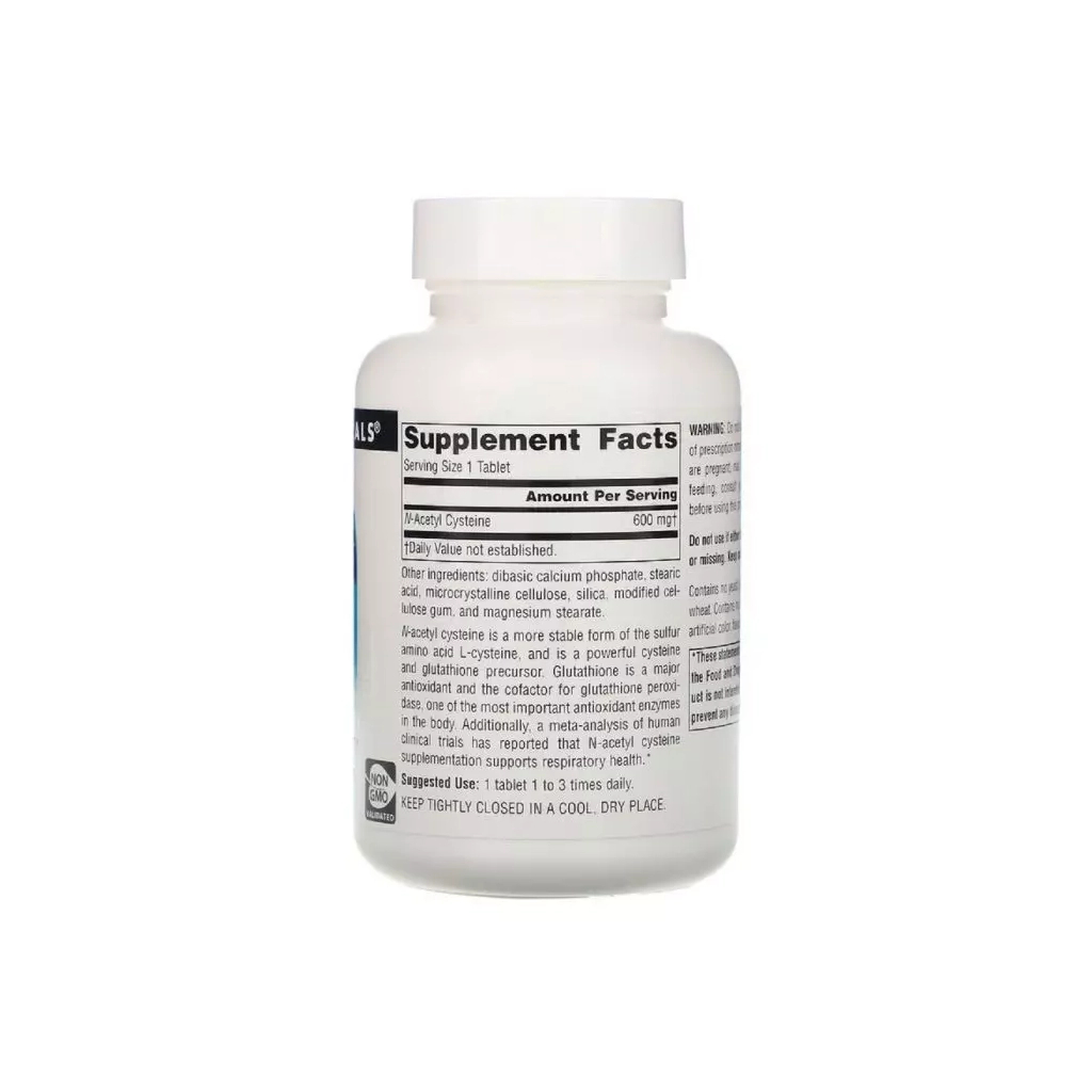 Амінокислота Source Naturals NAC (N-Ацетил-L-Цистеїн), 600 мг, N-Acetyl Cysteine, 30 таблеток (SN0849)