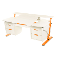 Desk Pondi Ergonomic transformer with 2 pedestals White and orange (BL411OR)