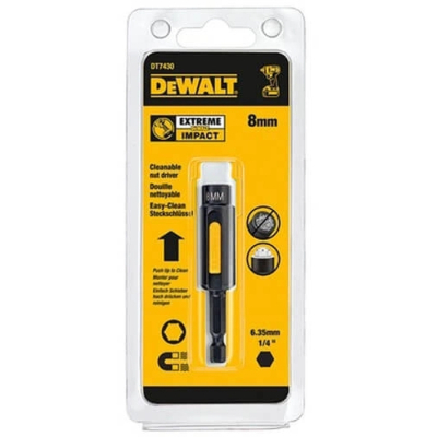 Головка магнітна DeWALT магнітна EXTREME 1/4 х 8 мм, шестигранна з магнітом, що рухається всередині (DT7430)
