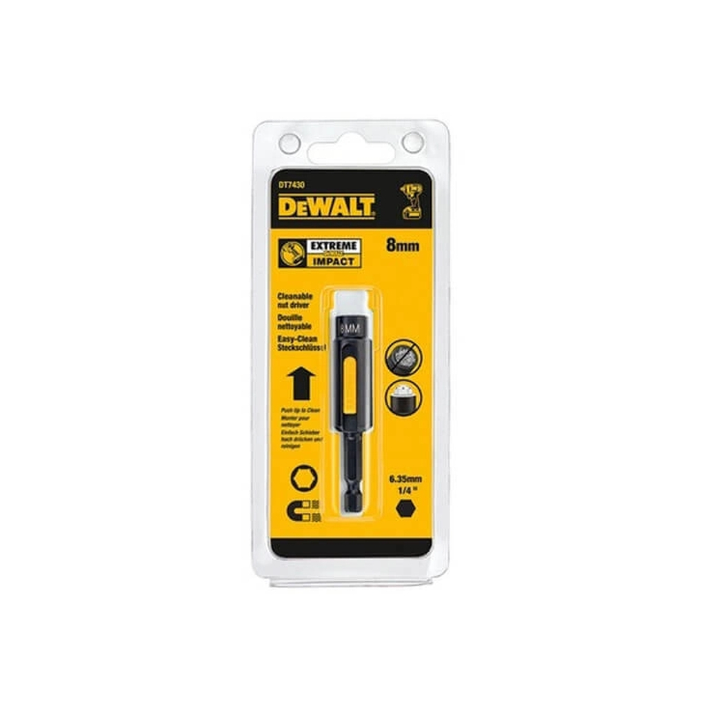 Головка магнітна DeWALT магнітна EXTREME 1/4 х 8 мм, шестигранна з магнітом, що рухається всередині (DT7430)
