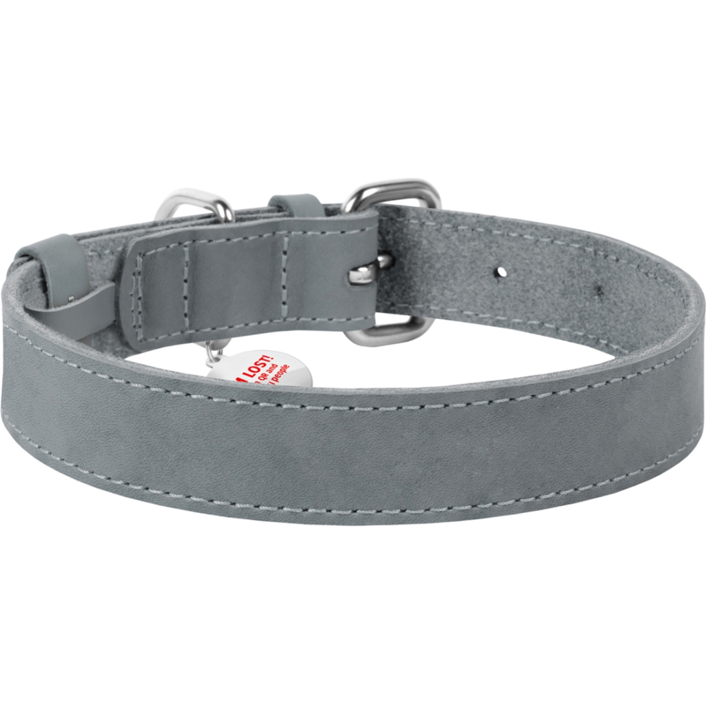Нашийник для тварин WAUDOG Classic шкіряний 35 мм х 46-60 см сірий (023911)