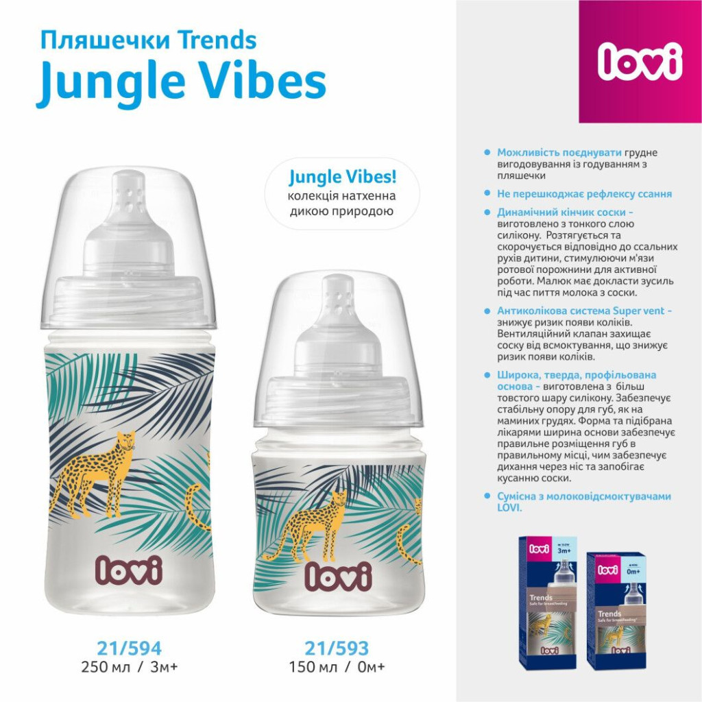 Пляшечка для годування Lovi Trends 120 мл - Jungle Vibes (21/593)