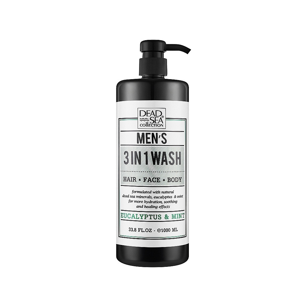 Гель для душу Dead Sea Collection Евкаліпт і м'ята Чоловічий 3 в 1 для тіла, волосся й обличчя 1000 мл (7290107427678)