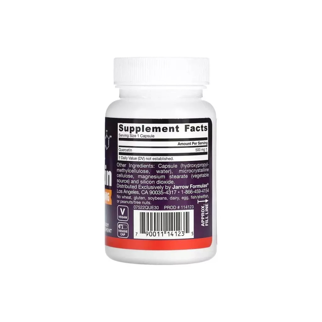 Антиоксидант Jarrow Formulas Кверцетин, 500 мг, Quercetin, 30 вегетерианских капсул (JRW-14123)