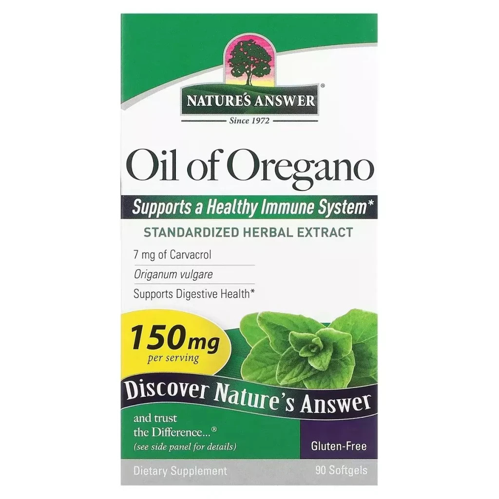 Трави Nature's Answer Олія орегано, 150 мг, Oil of Oregano, 90 гелевих капсул (NTA-16308)
