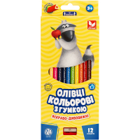 Colored pencils Schoolboy Trihedral with sharpener and eraser 12 colors (312119001-UA)