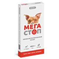 Drops for animals ProVET MegaStop For dogs from 10 to 20 kg From external and internal parasites 4 pipettes x 2.0 ml (4823082409860)
