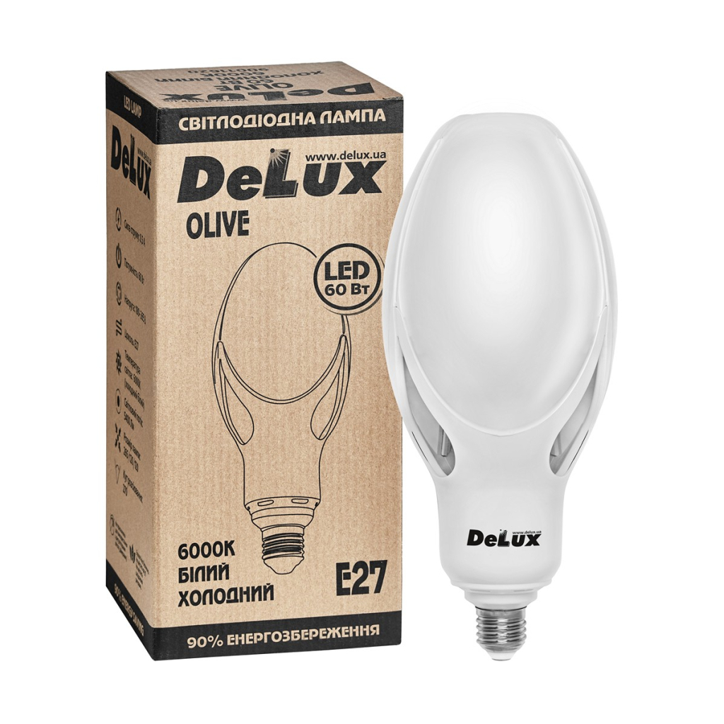 Лампочка Delux OLIVE 60w E27 6000K (90011620) Лампочка Delux OLIVE 60w E27 6000K (90011620)