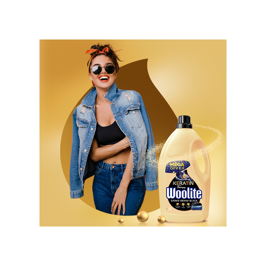 Гель для прання Woolite Для чорних, темних та джинсових тканин З кератином 4.5 л (5900627056945)