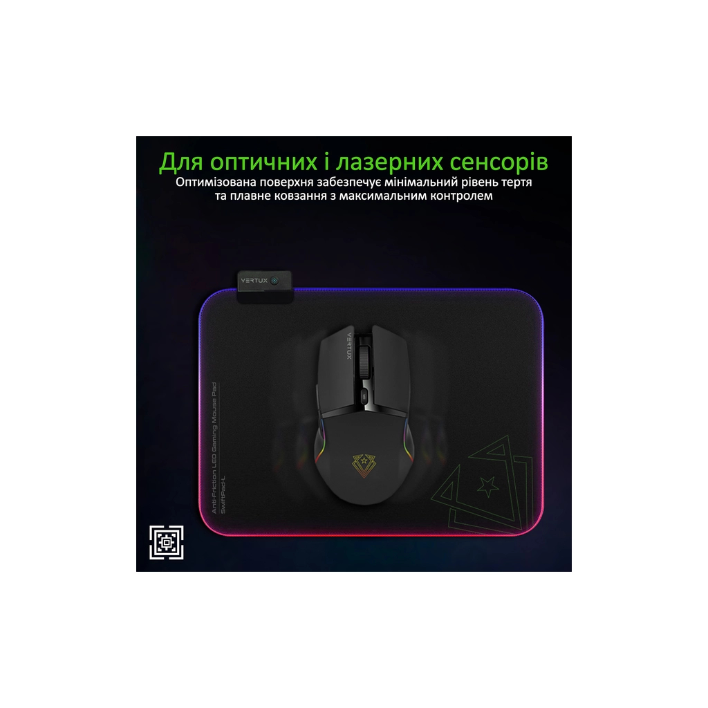 Килимок для мишки Vertux SwiftPad-L Black (swiftpad-l.black)