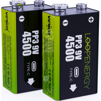 Акумулятор Крона USB-С 500 mAh 9V Li-ion 2шт./уп. (Loop Energy) Verico (1UDBT-A3WEB2-NN)