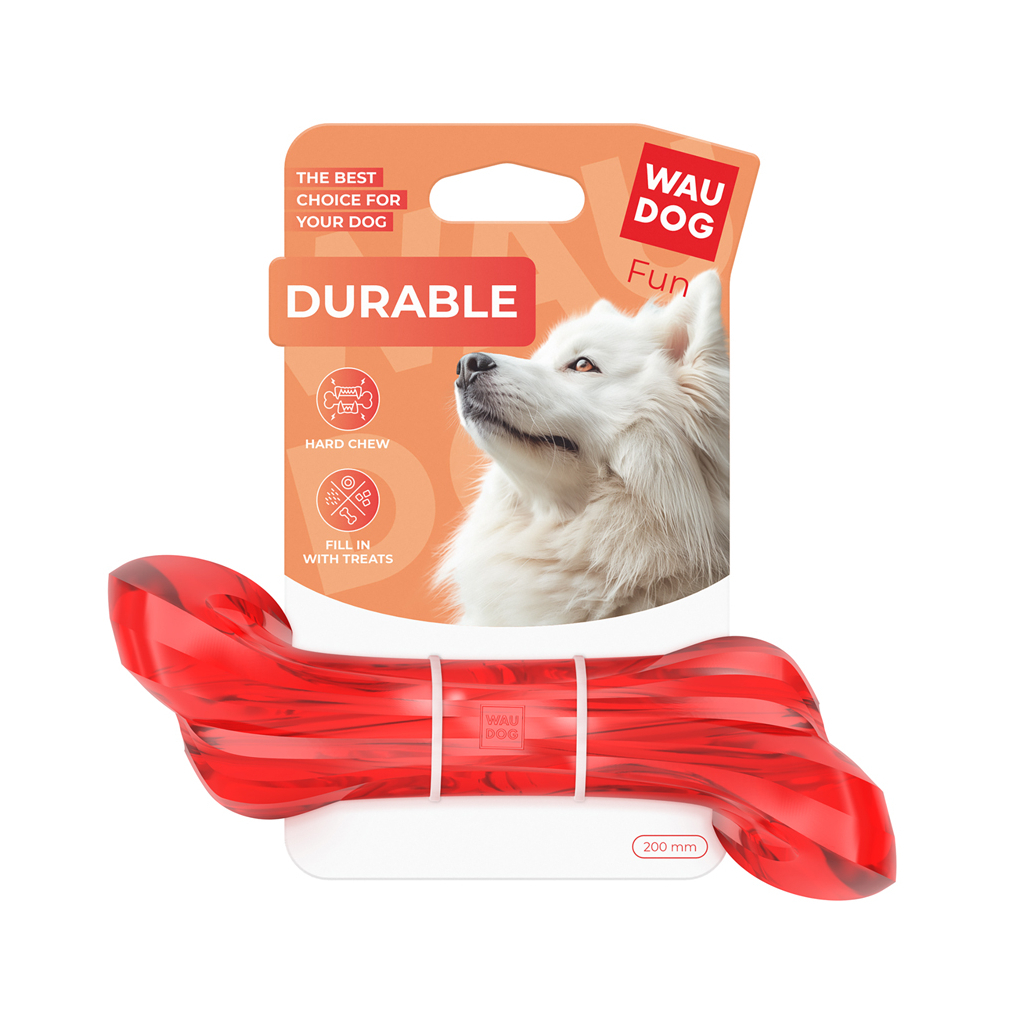 Іграшка для собак WAUDOG Fun Durable Кістка 20 см червона (62193)