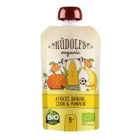 Children's puree Rudolfs Smoothie apricot, banana, pumpkin with sweet corn 110 g (4751017943076)