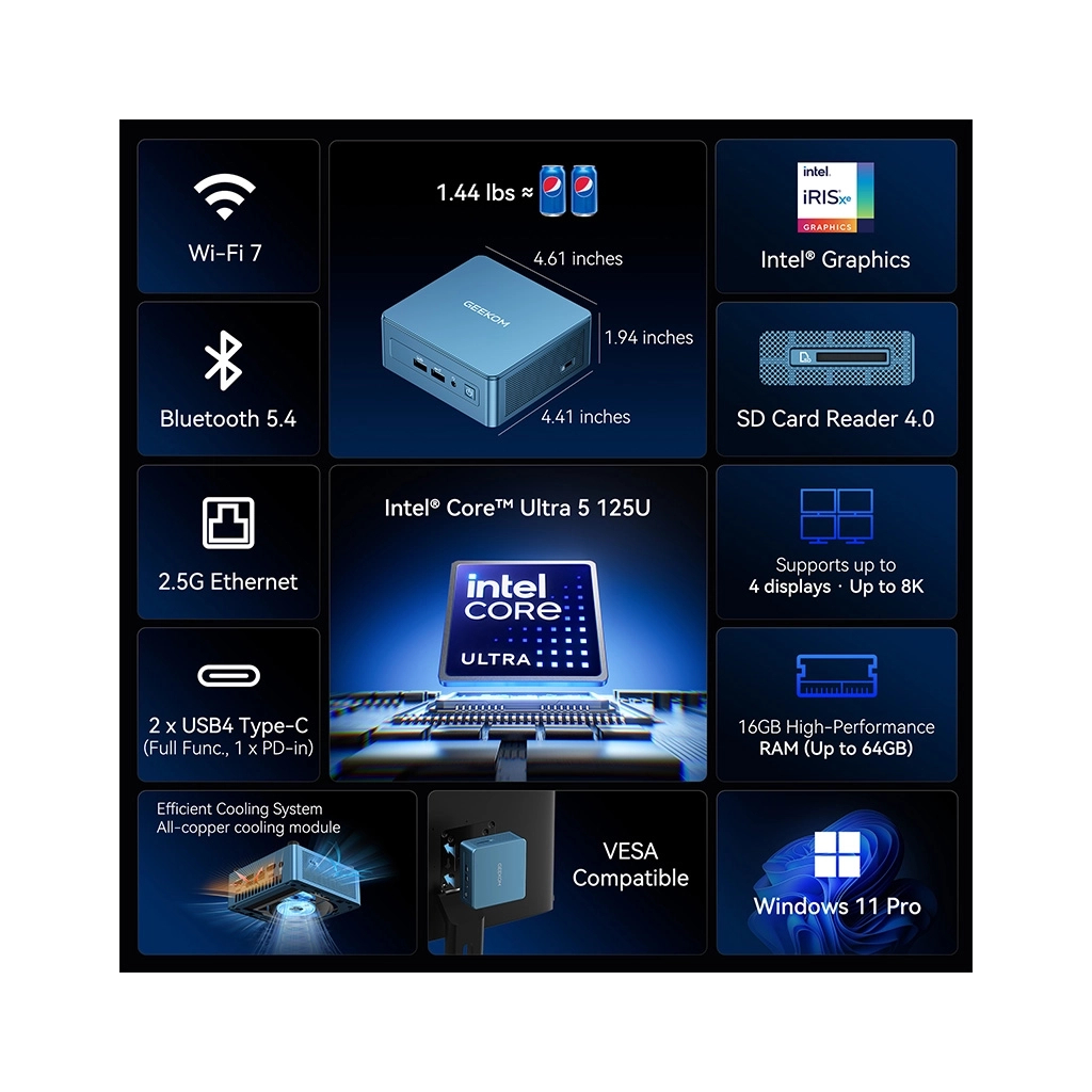 Комп'ютер Geekom IT12 MAX / Ultra5 125U, 16, 500, WIN11 Pro (GMIT12MAXU5125ULP-16500-EU)