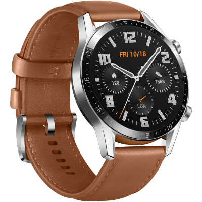 Смарт-годинник Huawei Watch GT 2 46mm Classic Silver BROWN шкіра (Latona-B19V) (55024470)