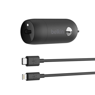 Зарядний пристрій Belkin Car Charger (18W) Power Delivery Port USB-C - Lightning 1.2м (F7U099BT04-BLK)